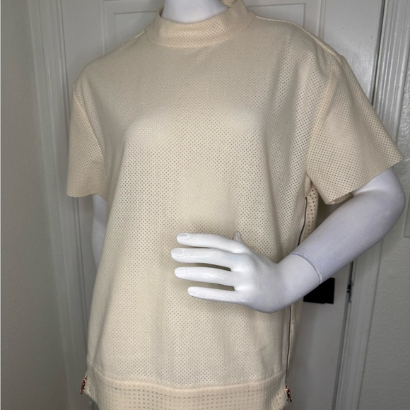 Zara Cream Short Sleeve Mesh Top Size Large. - Picture 1 of 10